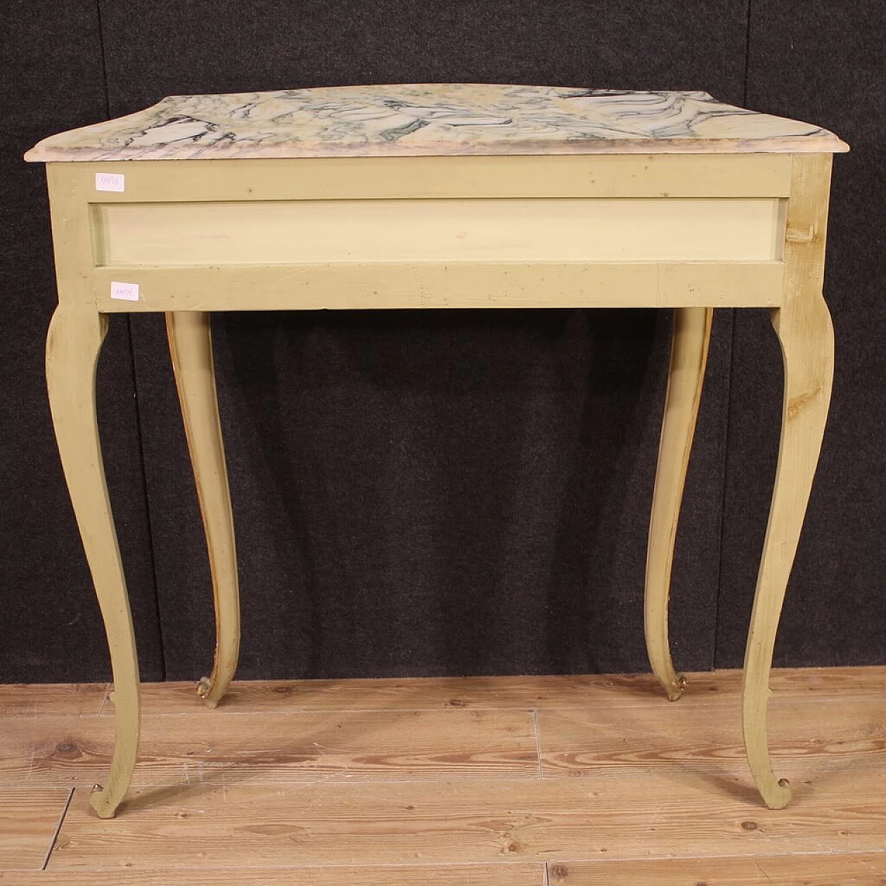 Lacquered, gilded and painted wood console with marble top, 1960s 9