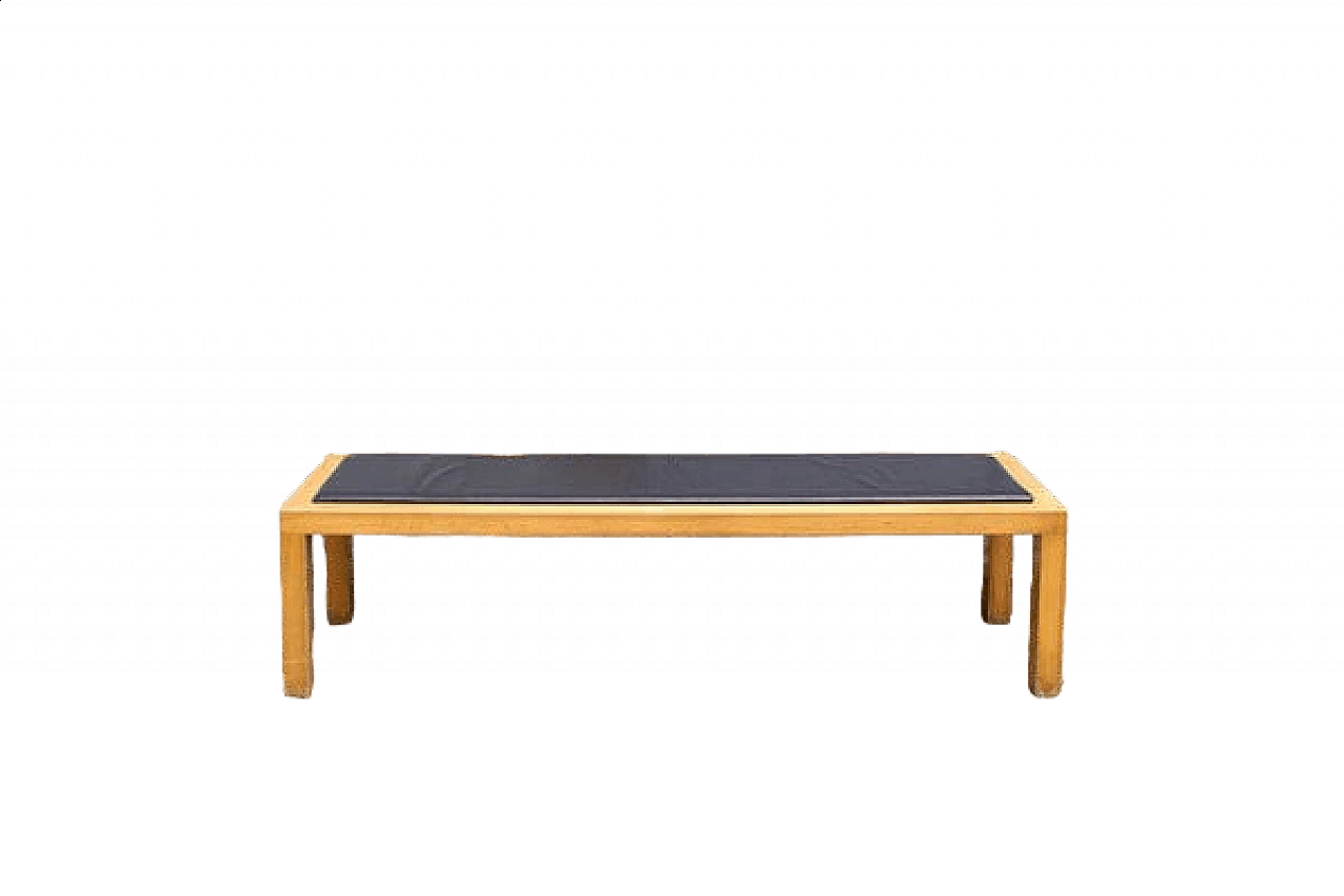 Panca in legno e seduta imbottita in pelle di Salmistraro, anni '80 8