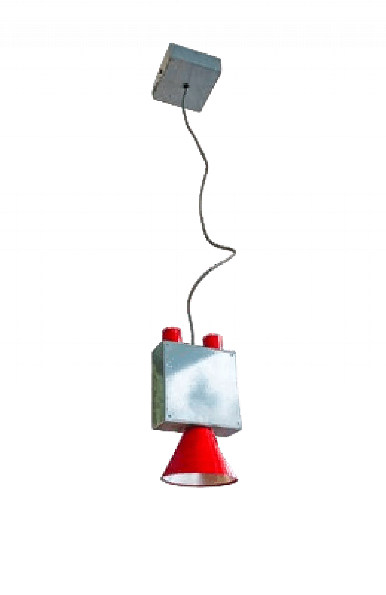 Orange metal ceiling lamp, 1980s 7