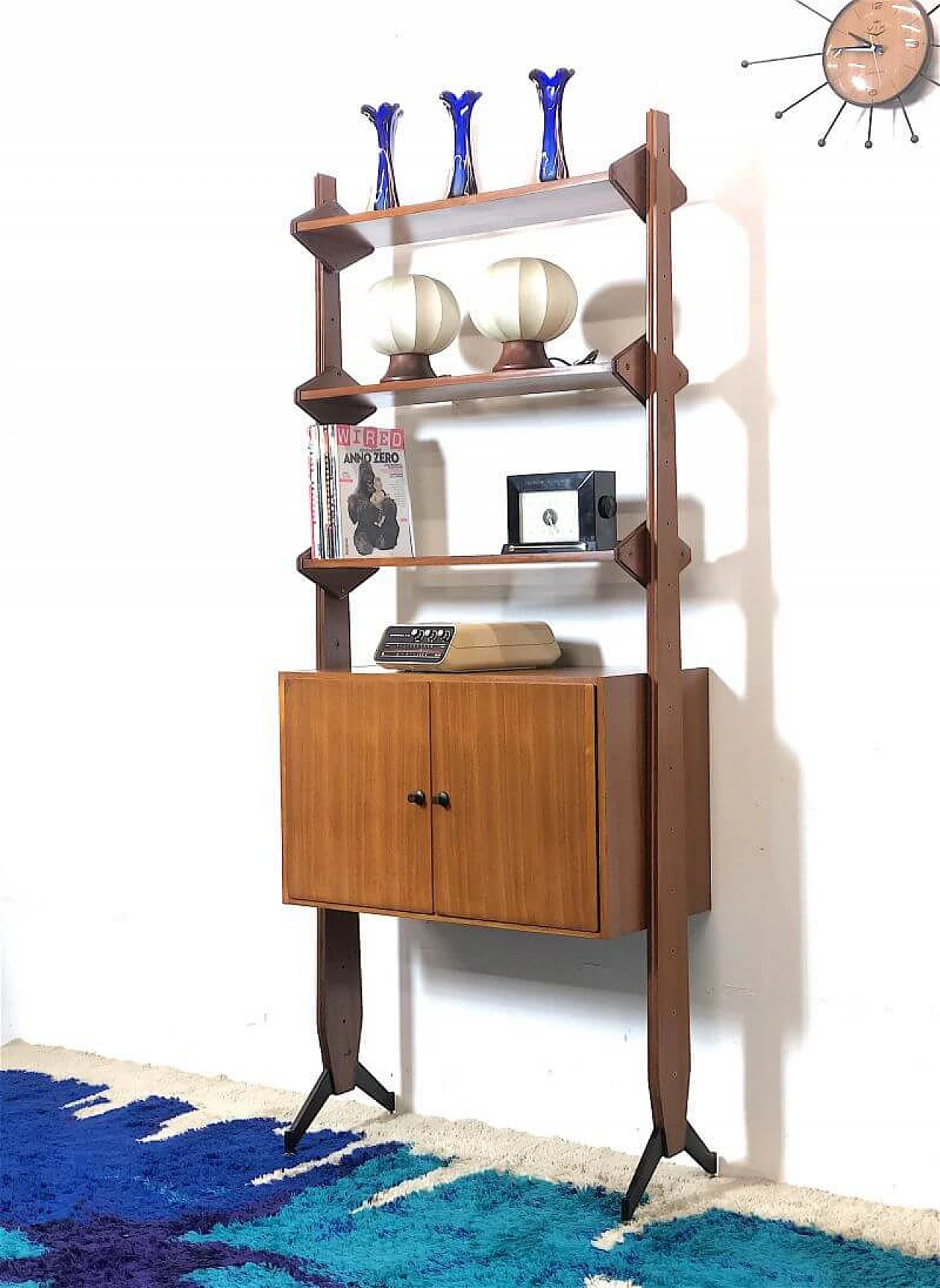 One-bay teak and brass bookcase, 1960s 1