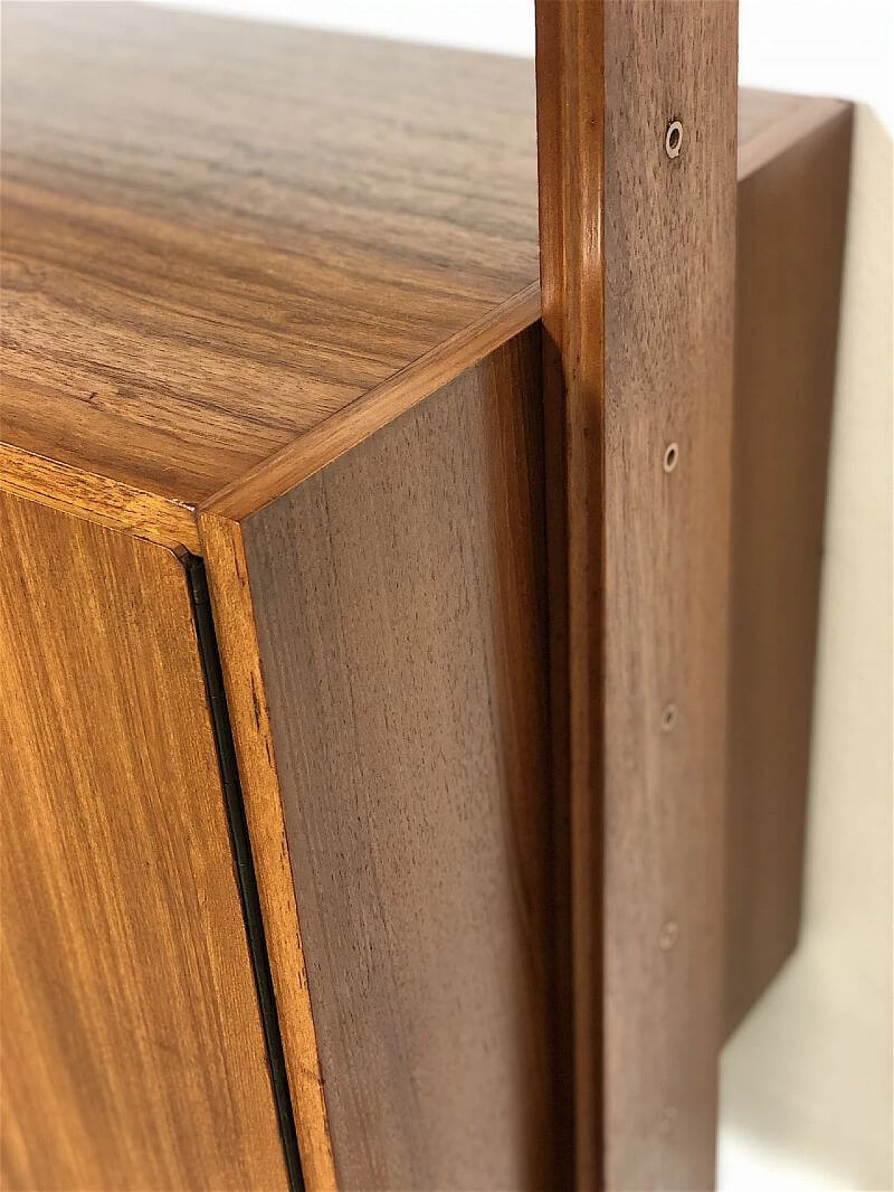 One-bay teak and brass bookcase, 1960s 4