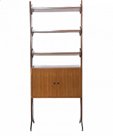 One-bay teak and brass bookcase, 1960s