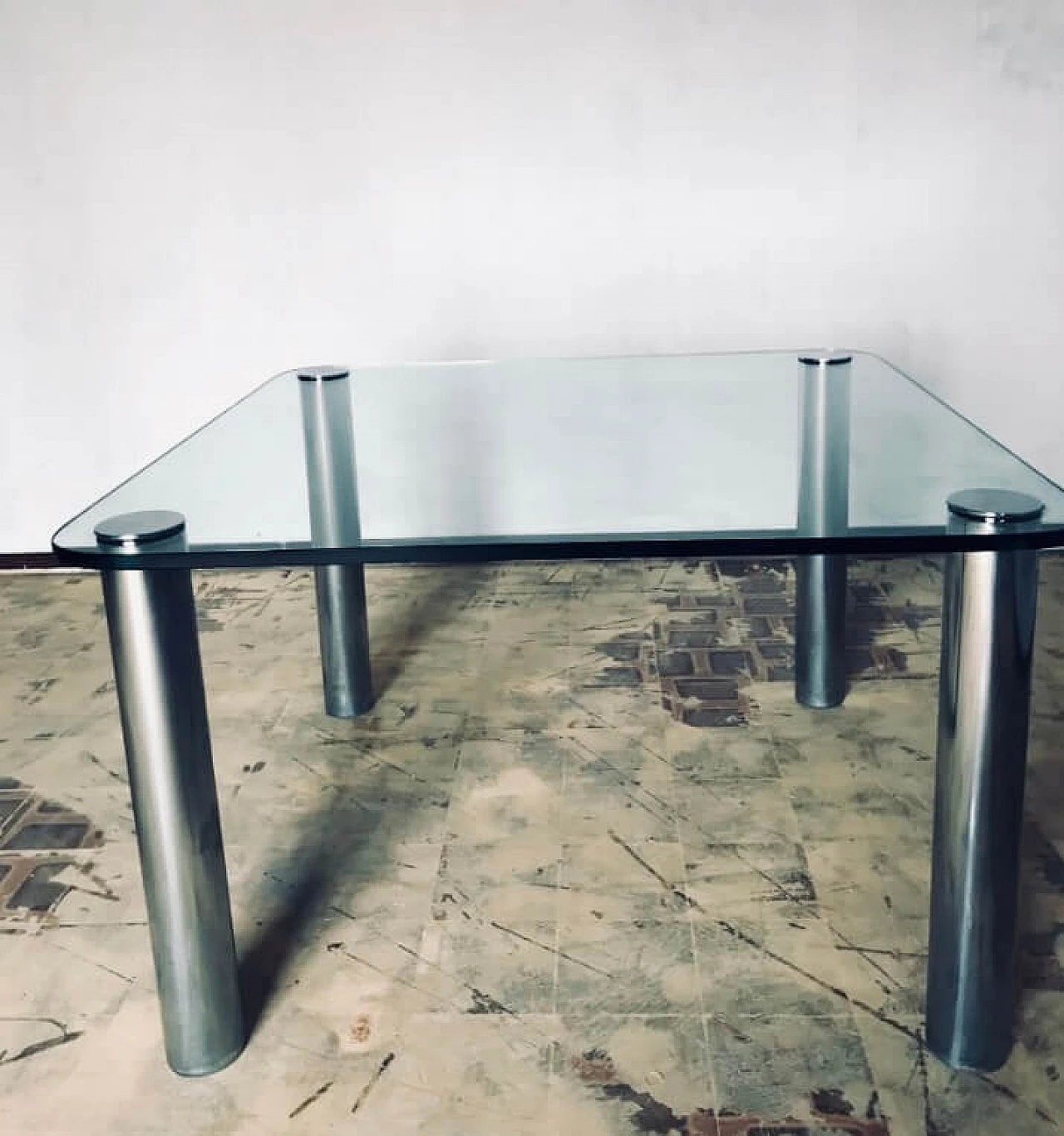 Crystal and steel table in the style of Marco Zanuso for Zanotta, 1970s 6