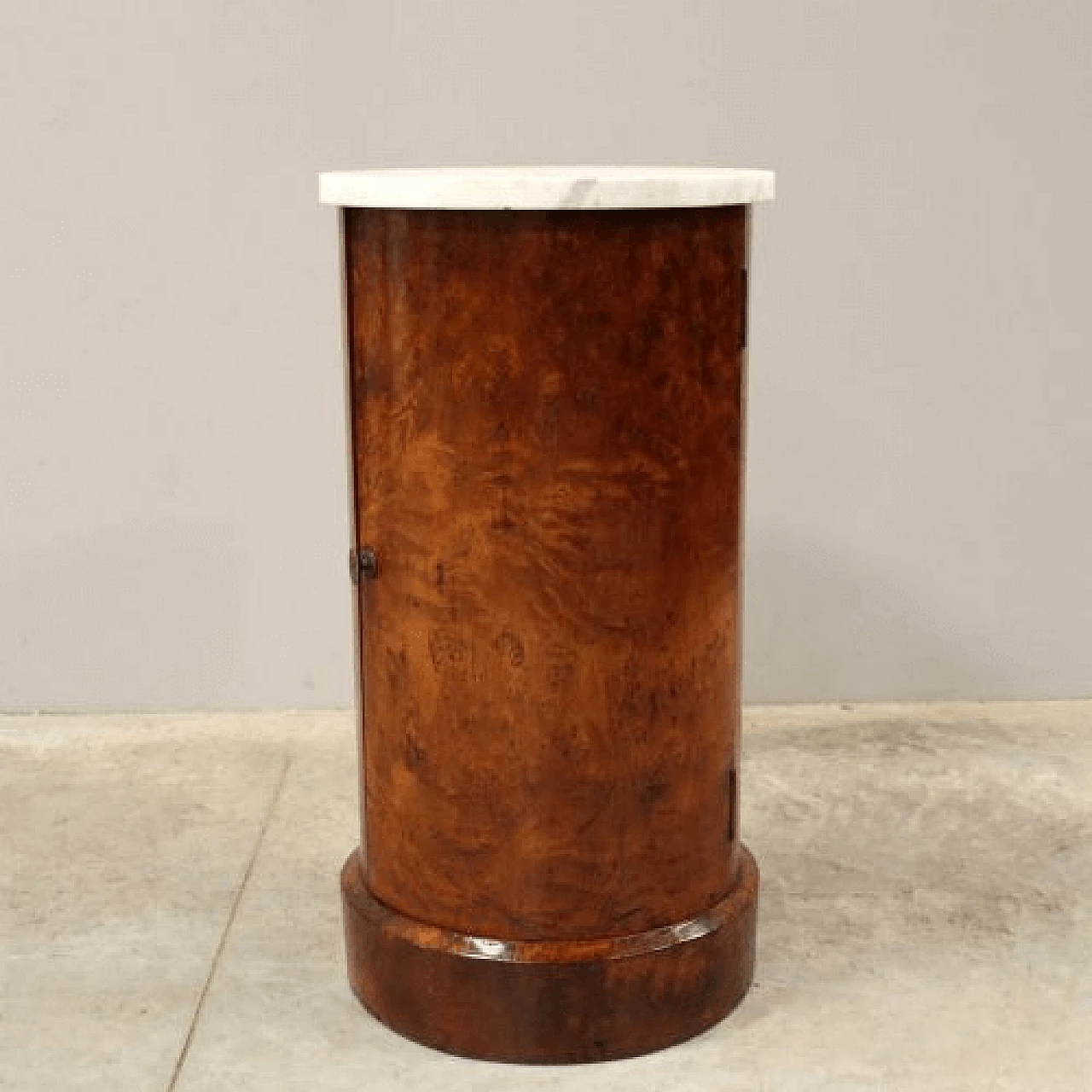 Empire briar-root and Carrara marble column bedside table, 19th century 1