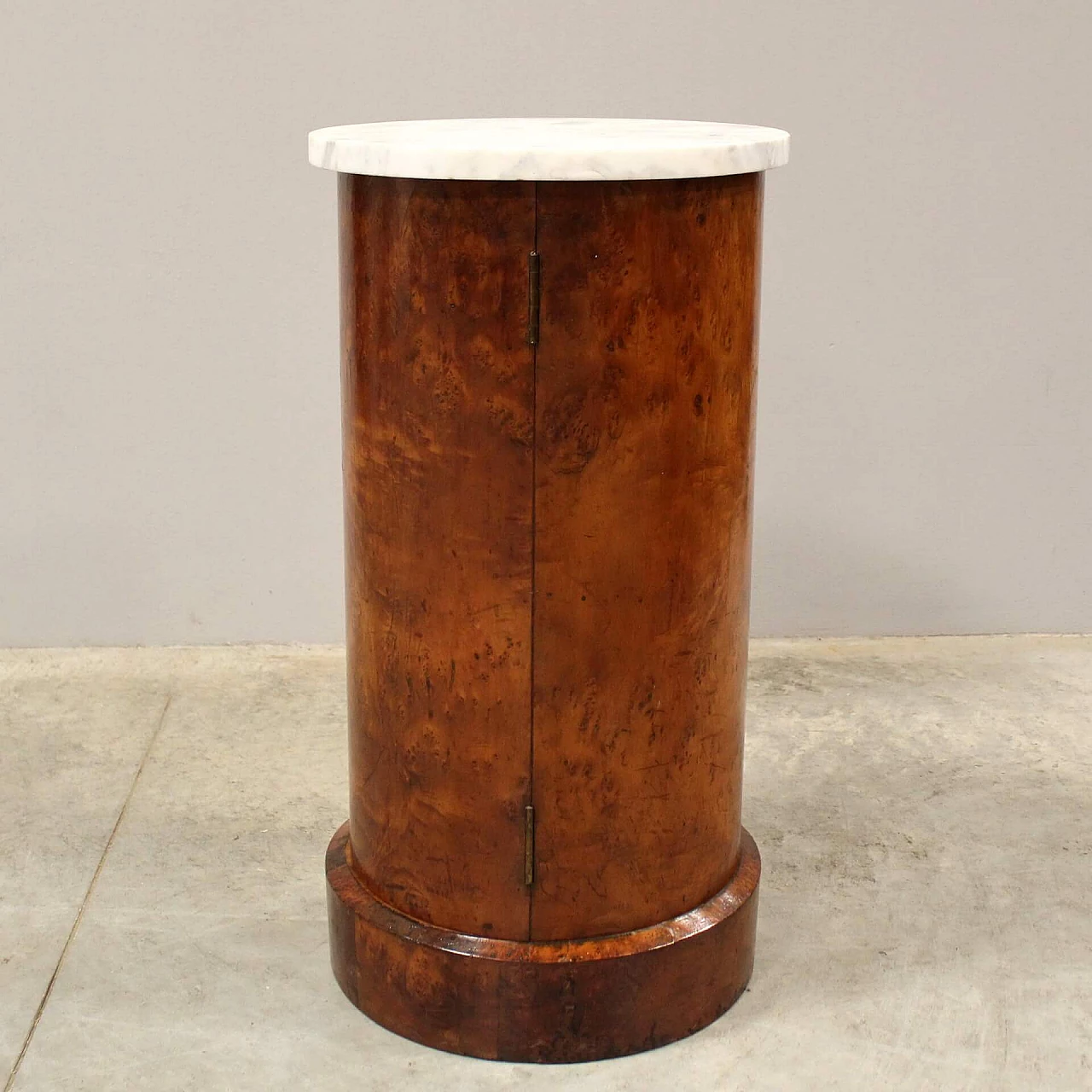 Empire briar-root and Carrara marble column bedside table, 19th century 7