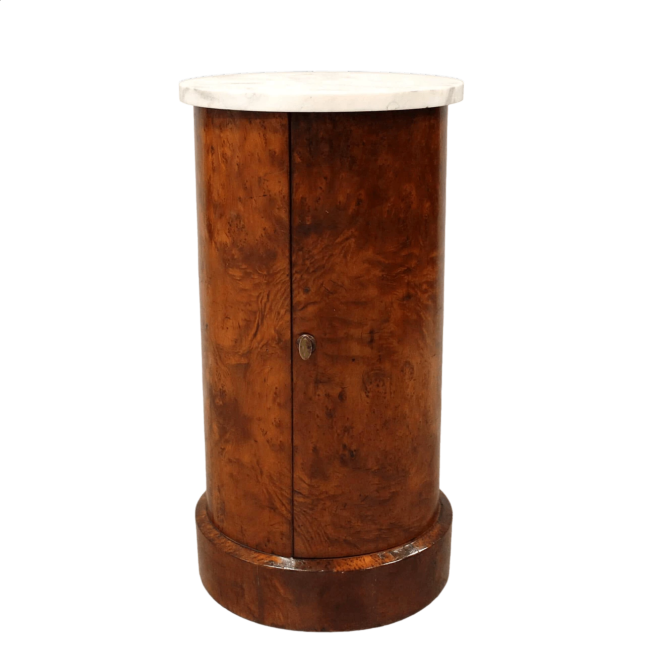 Empire briar-root and Carrara marble column bedside table, 19th century 9