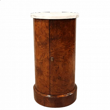 Empire briar-root and Carrara marble column bedside table, 19th century