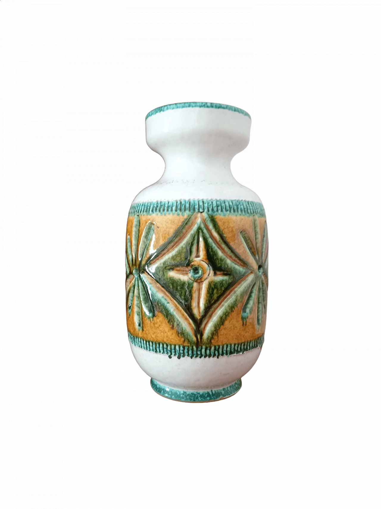 Vase with white, brown and green enamel, 1970s 8