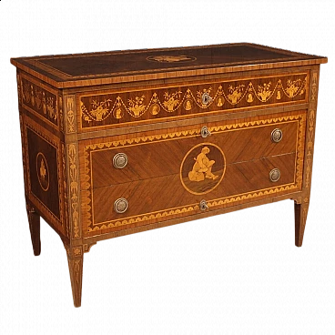 Inlaid dresser with three drawers in Louis XVI style, 1960s