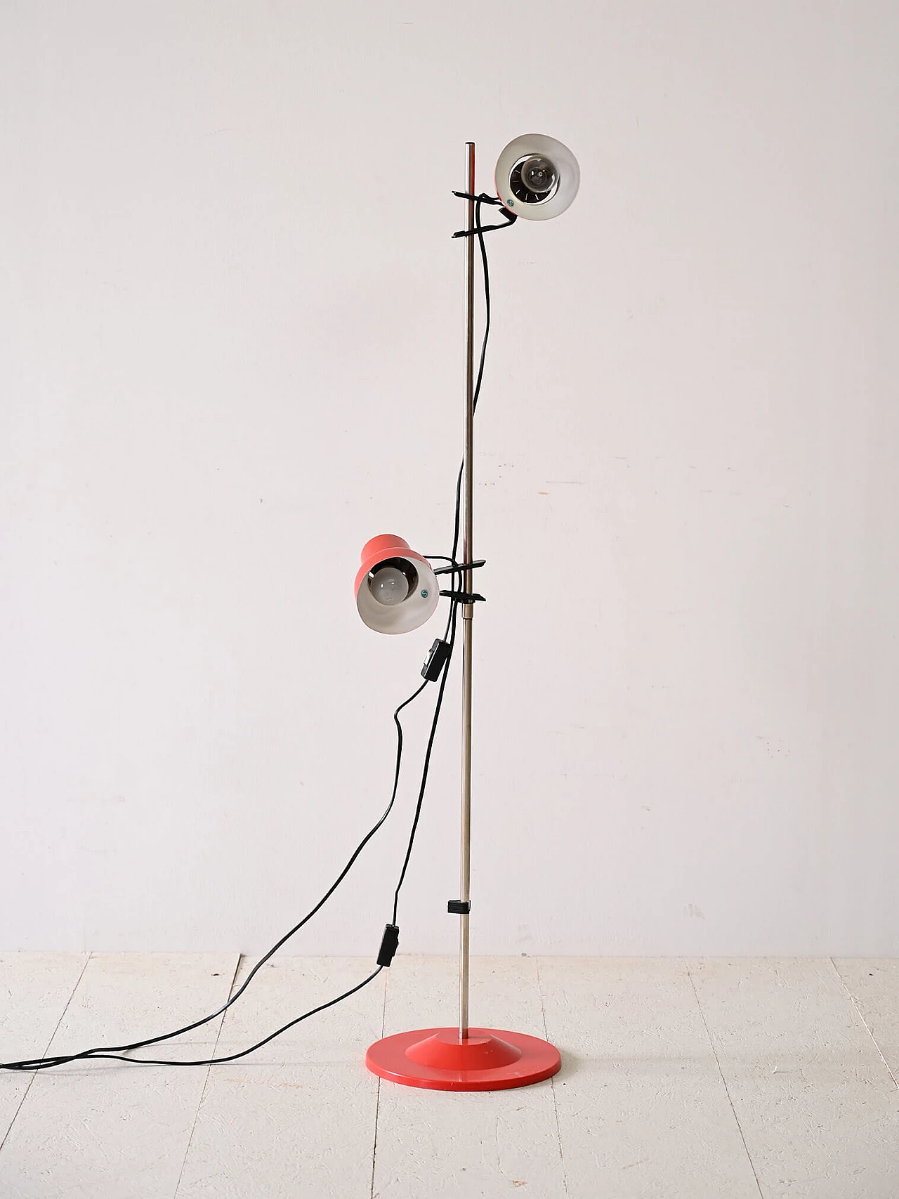 Scandinavian two-light red metal floor lamp, 1970s 3