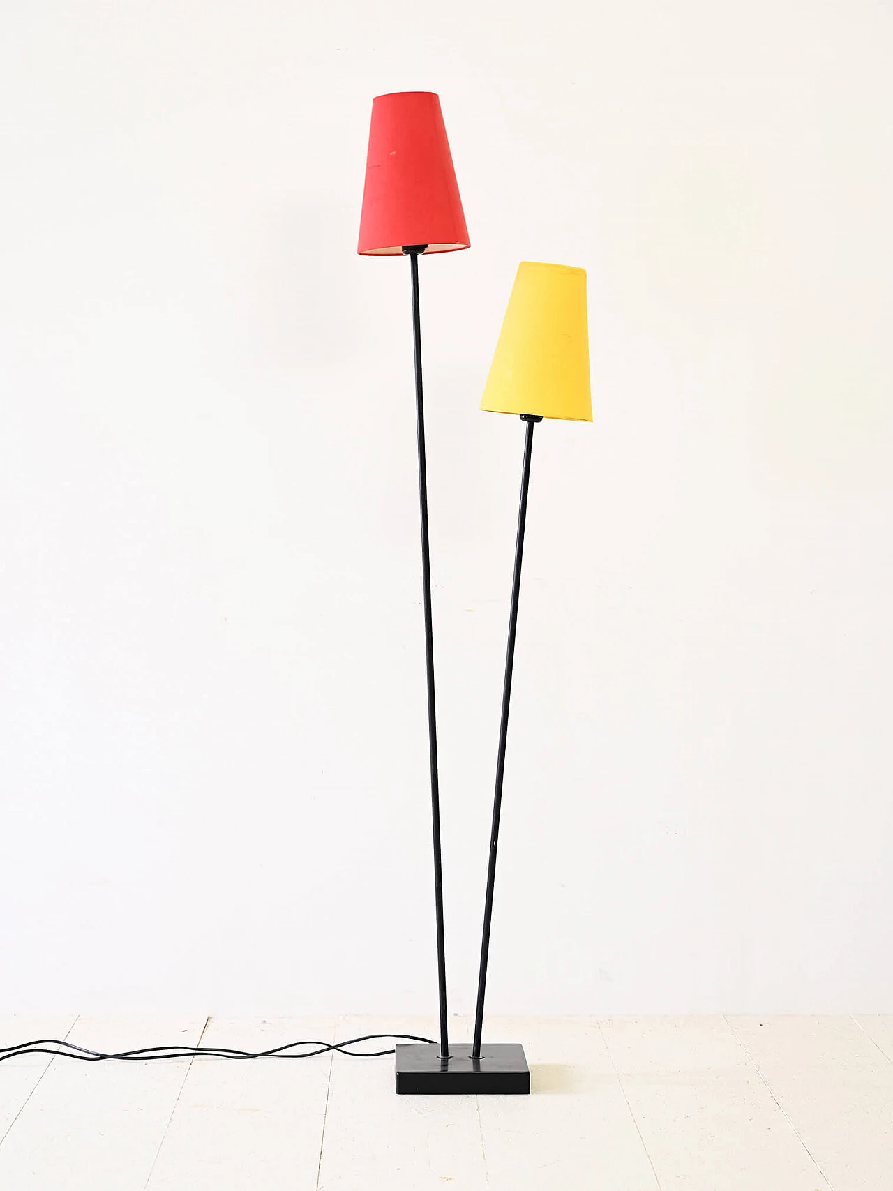 Wrought iron floor lamp with double shade, 1980s 2