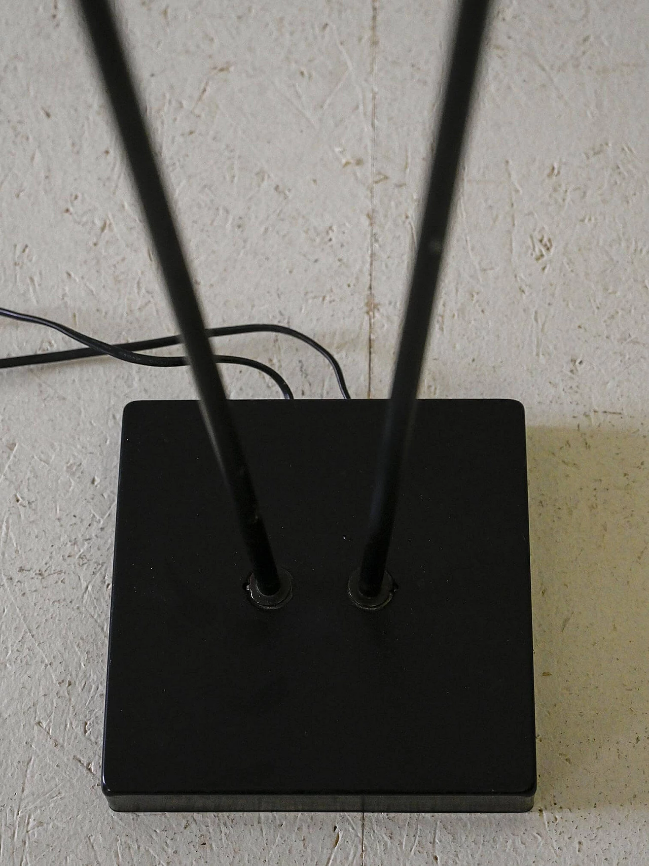 Lampada da terra in ferro battuto con doppio paralume, anni '80 5