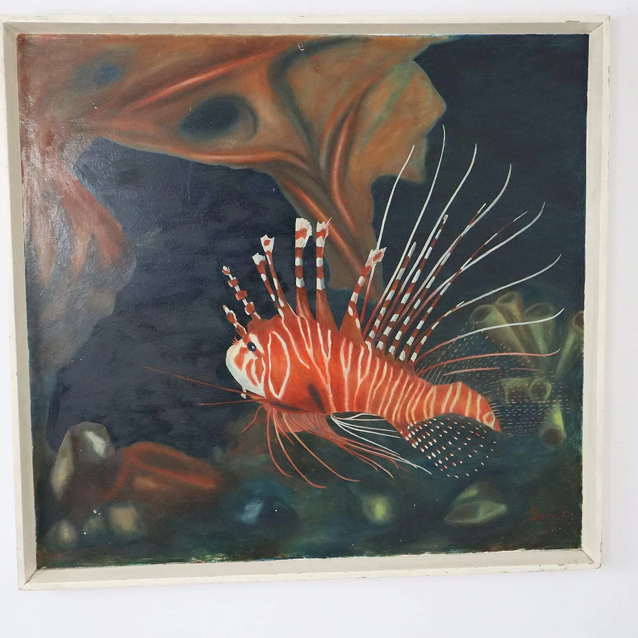 Saro P., Lion fish, oil on masonite, 1976 1