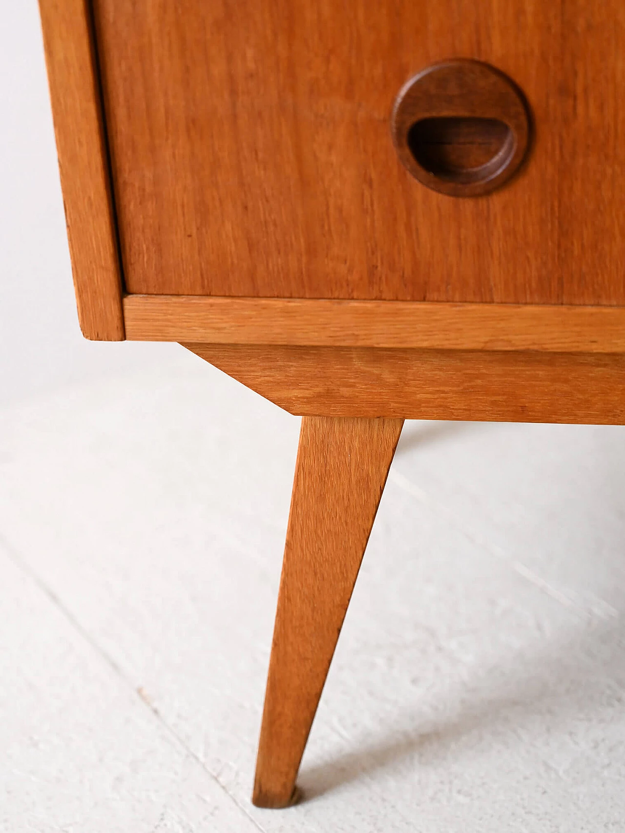 Scandinavian teak chest of drawers with round handles, 1960s 8