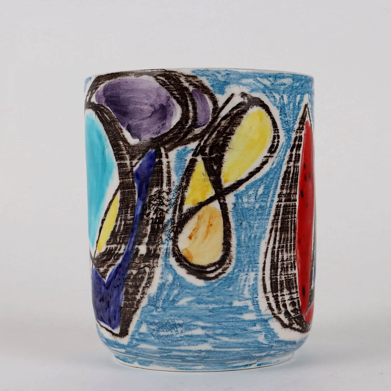 Vaso in ceramica smaltata a policromia di Marcello Fantoni, anni '60 4