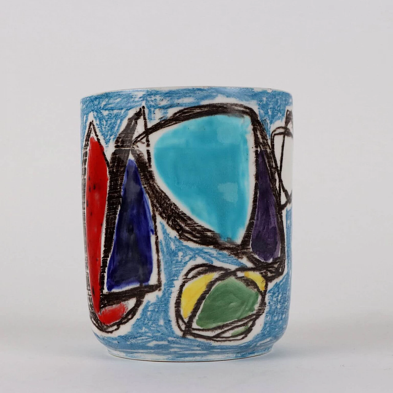 Vaso in ceramica smaltata a policromia di Marcello Fantoni, anni '60 5