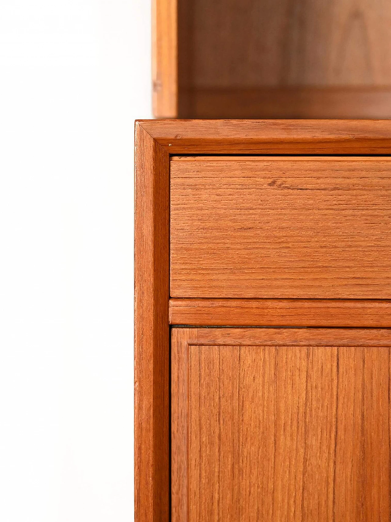 Scandinavian teak bookcase with light, drawers and doors, 1960s 9
