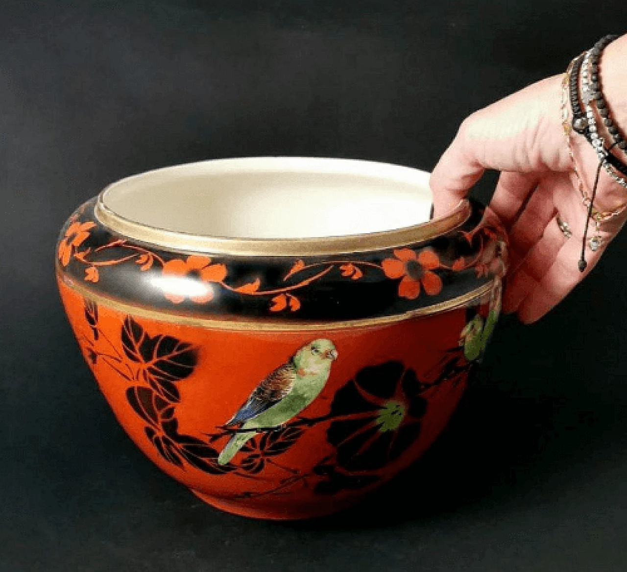 Painted terracotta cachepot by Gibson & Sons, 1912 18