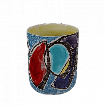 Vaso in ceramica smaltata a policromia di Marcello Fantoni, anni '60