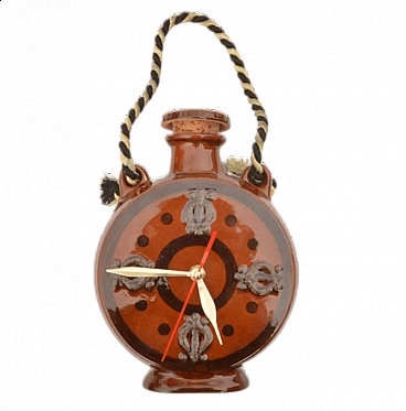 Wall clock with ceramic bottle by UPG Halle, 1970s