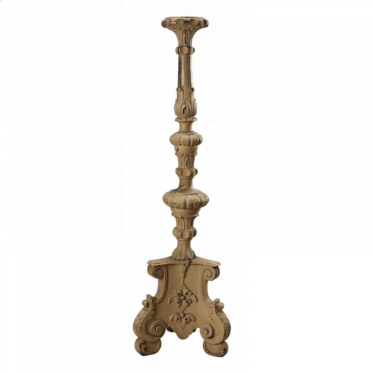Carved and lacquered wood torch holder 10