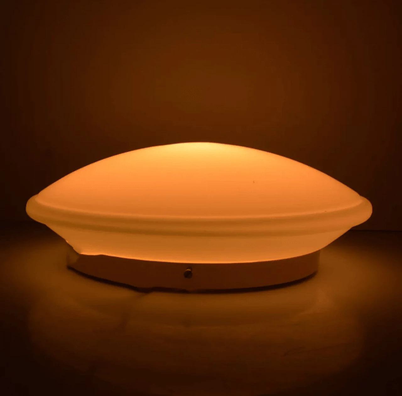 Large white glass ceiling lamp by Penko Pieńsk, 1970s 4