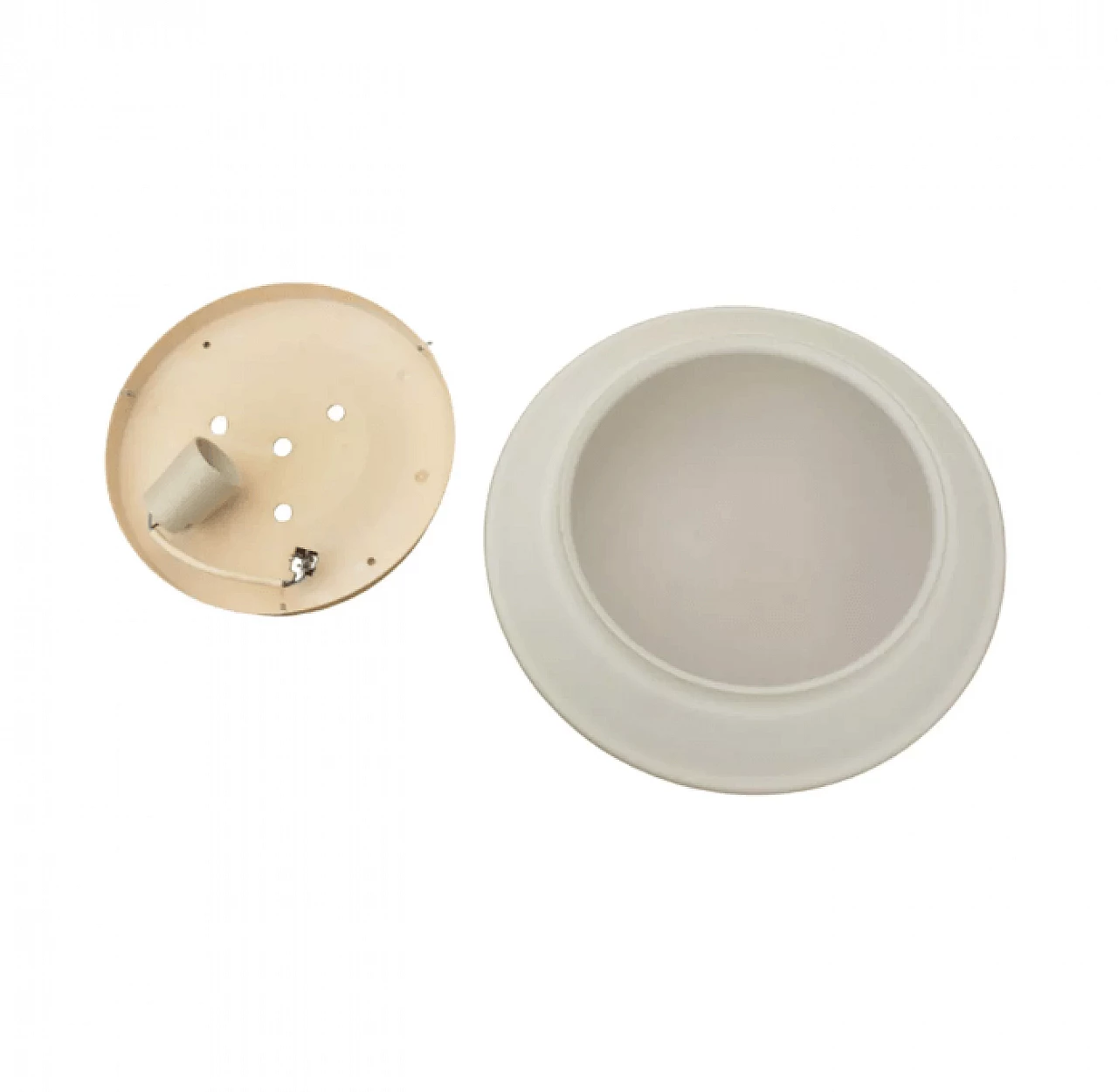 Large white glass ceiling lamp by Penko Pieńsk, 1970s 6