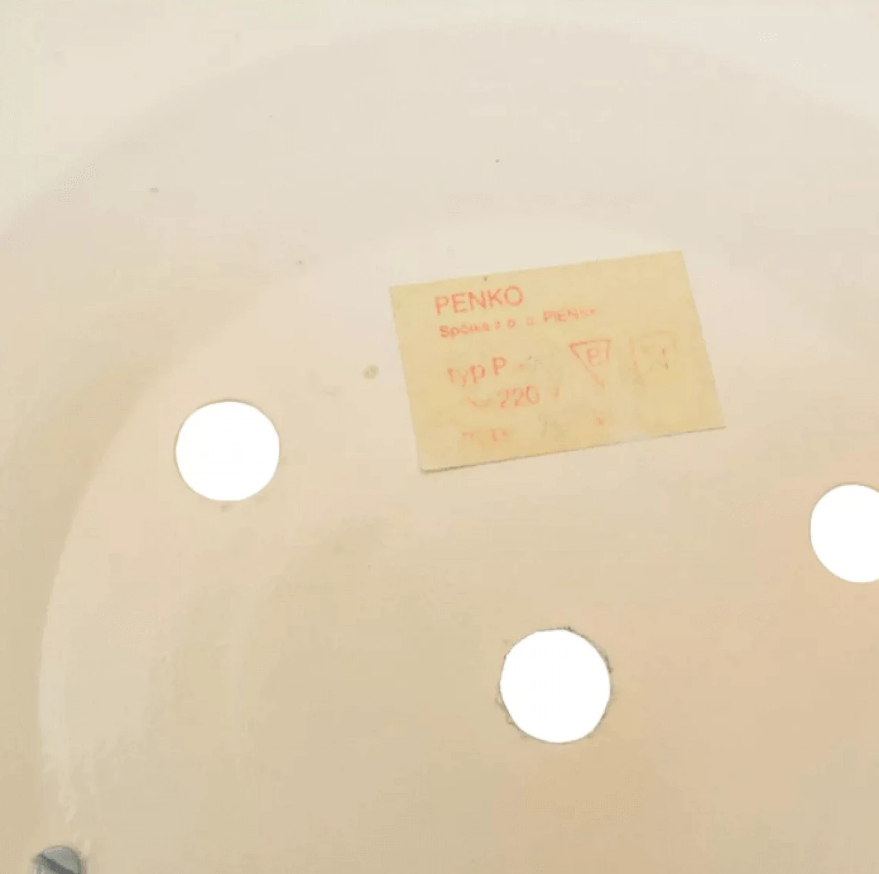 Large white glass ceiling lamp by Penko Pieńsk, 1970s 7