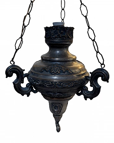 Silver-plated copper votive lamp, early 19th century