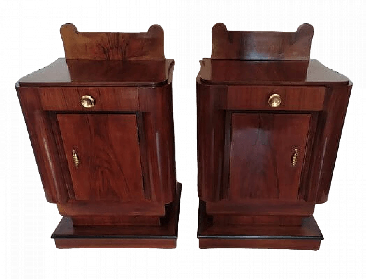 Pair of Art Deco teak bedside tables, 1930s 11