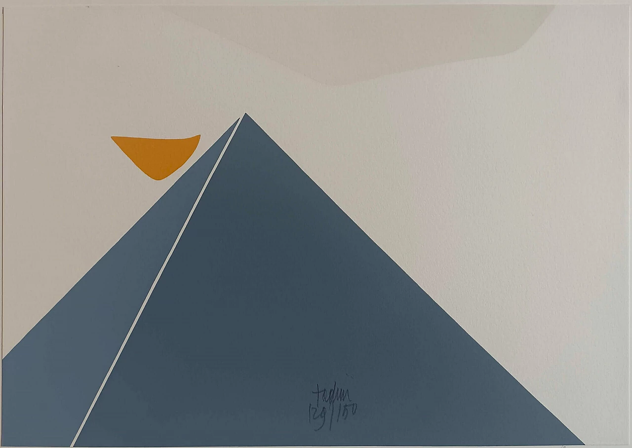 Emilio Tadini, Grey Pyramid, silkscreen print 1