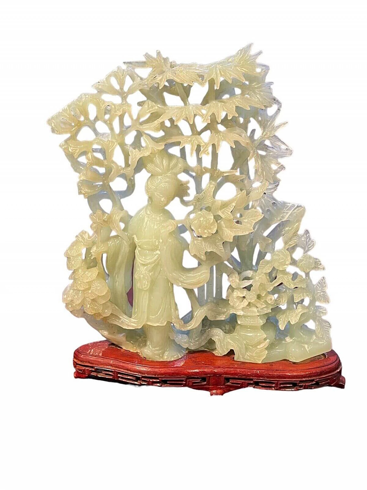 Statua cinese in giada serpentina, '800 10