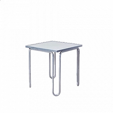 Tavolo quadrato in alluminio e plastica, anni '70