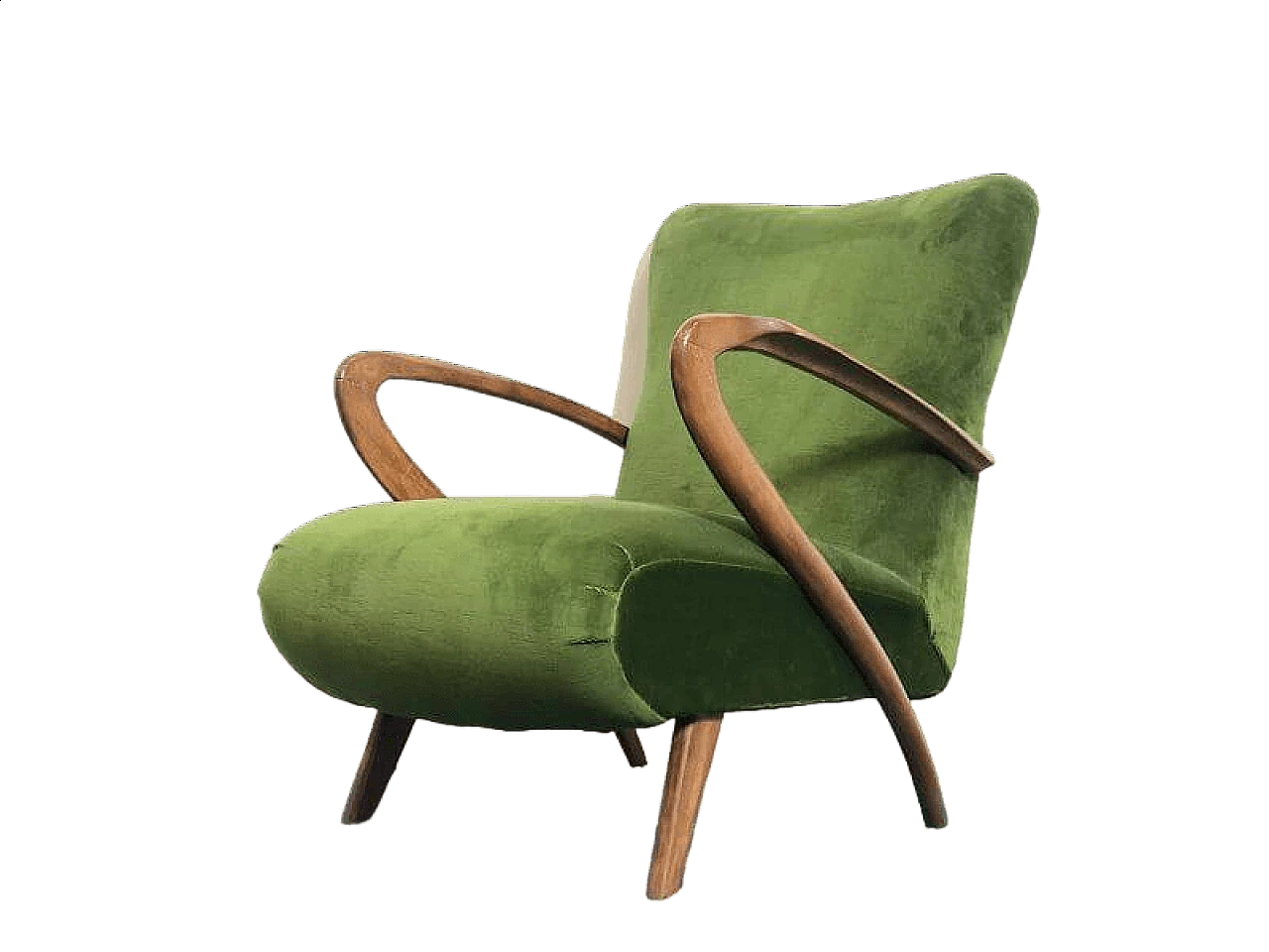 Wood and velvet armchair by Paolo Buffa, 1940s 8