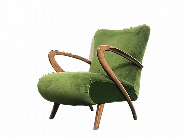 Wood and velvet armchair by Paolo Buffa, 1940s