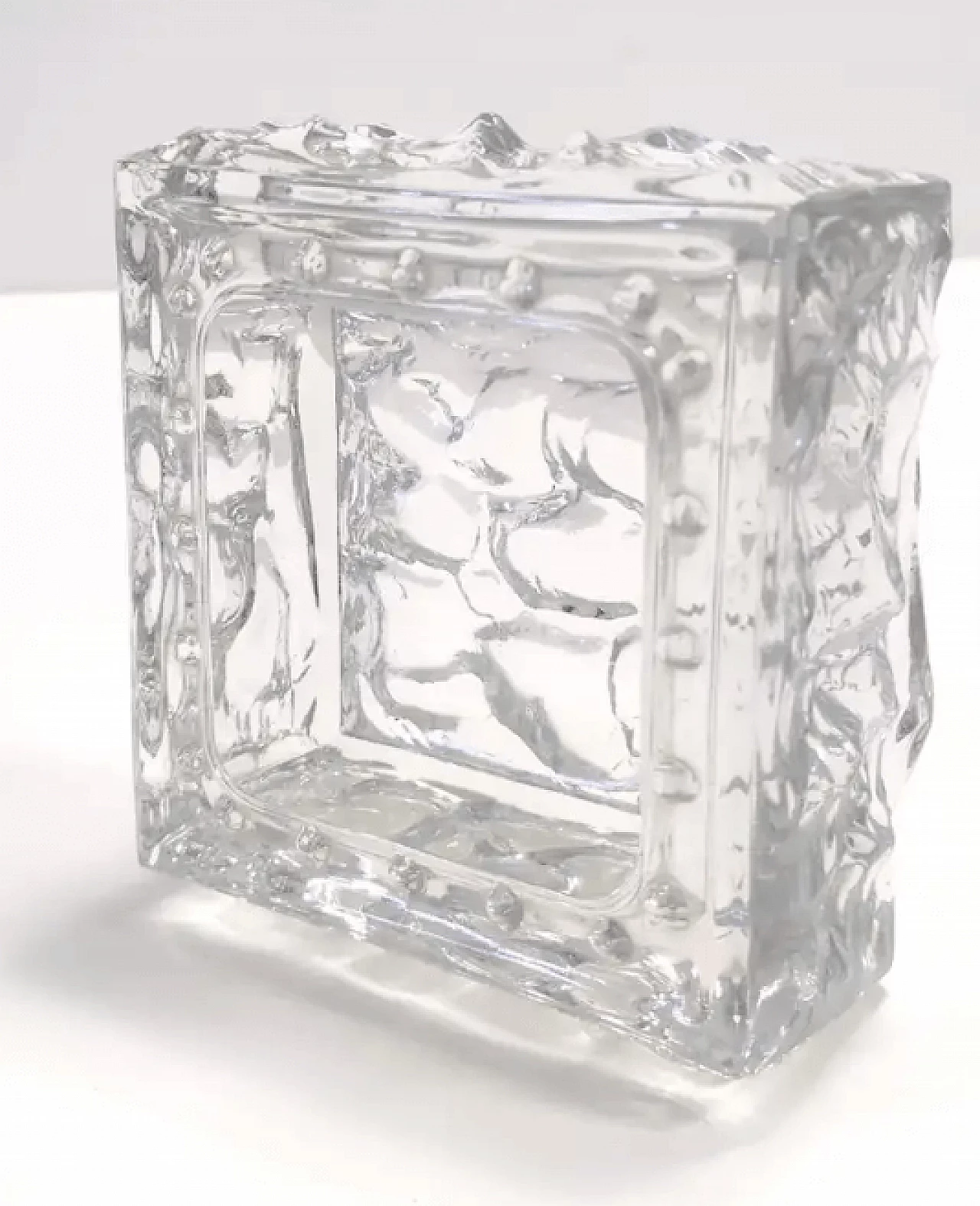 Square ashtray in thick moulded glass, 1960s 3