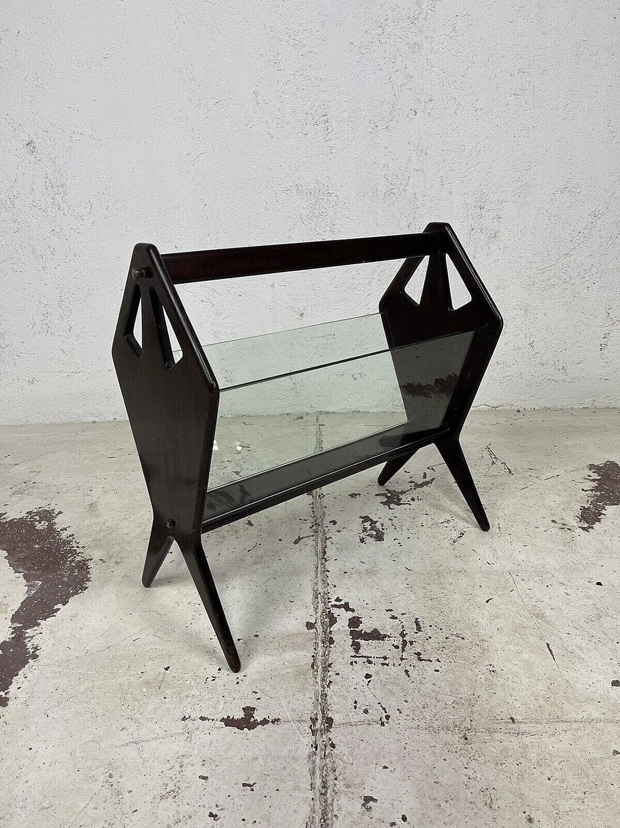 Wood and glass magazine rack by Ico Parisi for De Baggis, 1960s 1