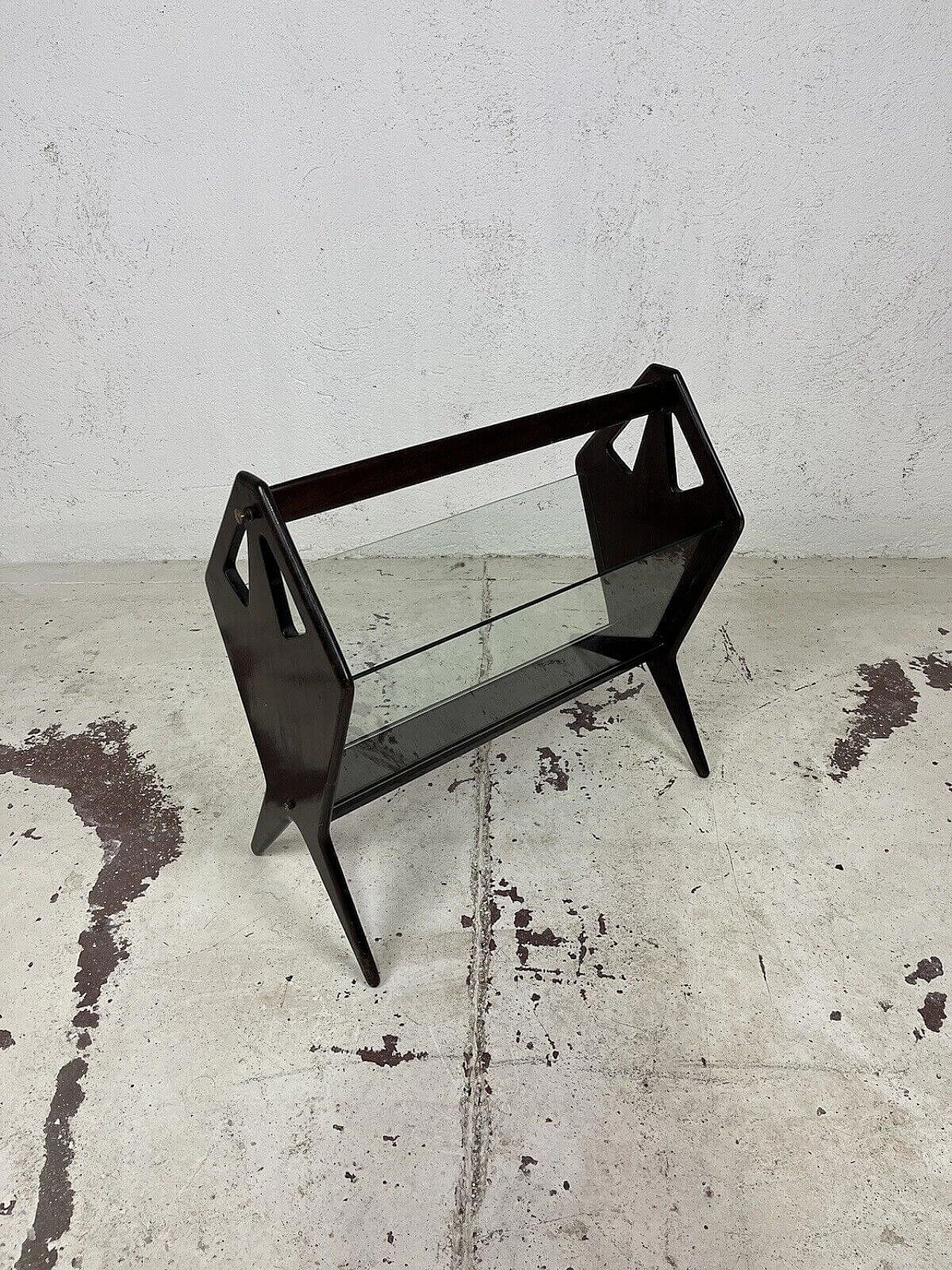 Wood and glass magazine rack by Ico Parisi for De Baggis, 1960s 2