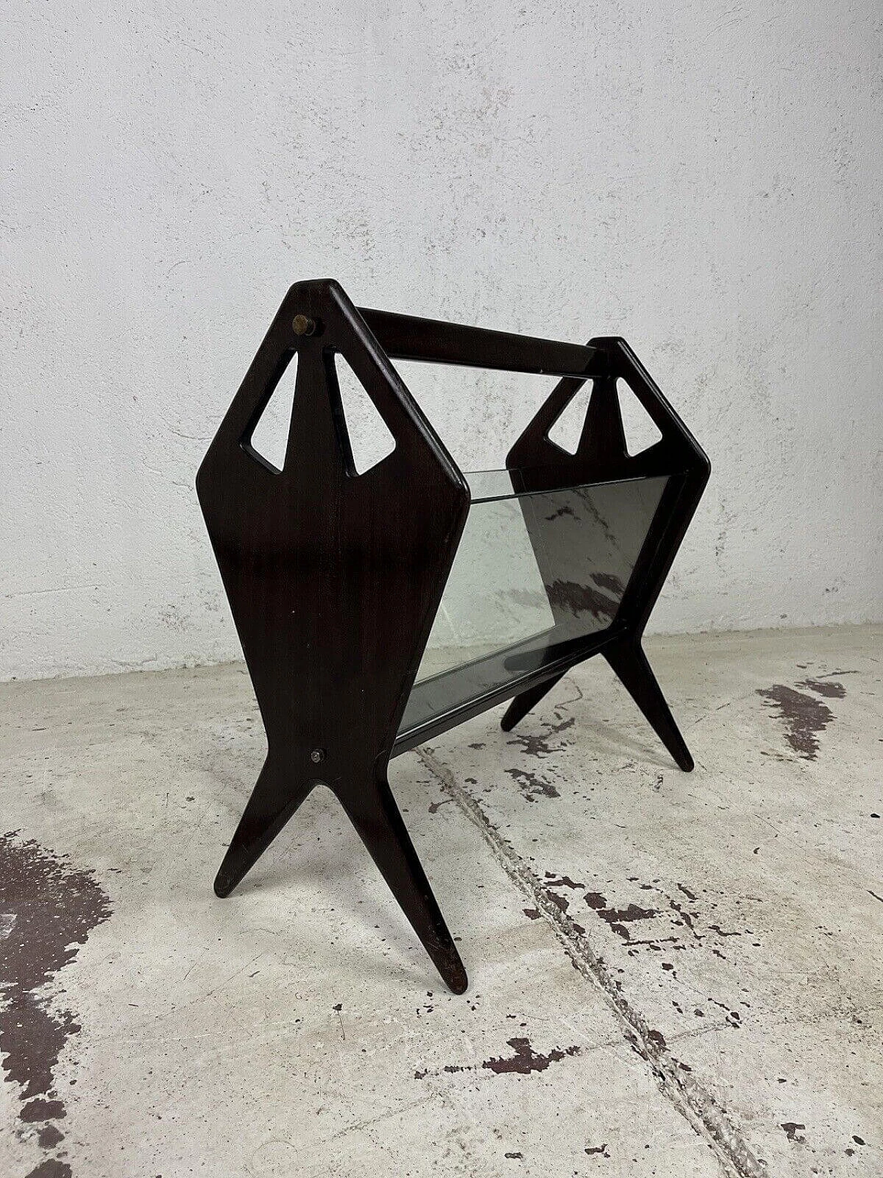 Wood and glass magazine rack by Ico Parisi for De Baggis, 1960s 3