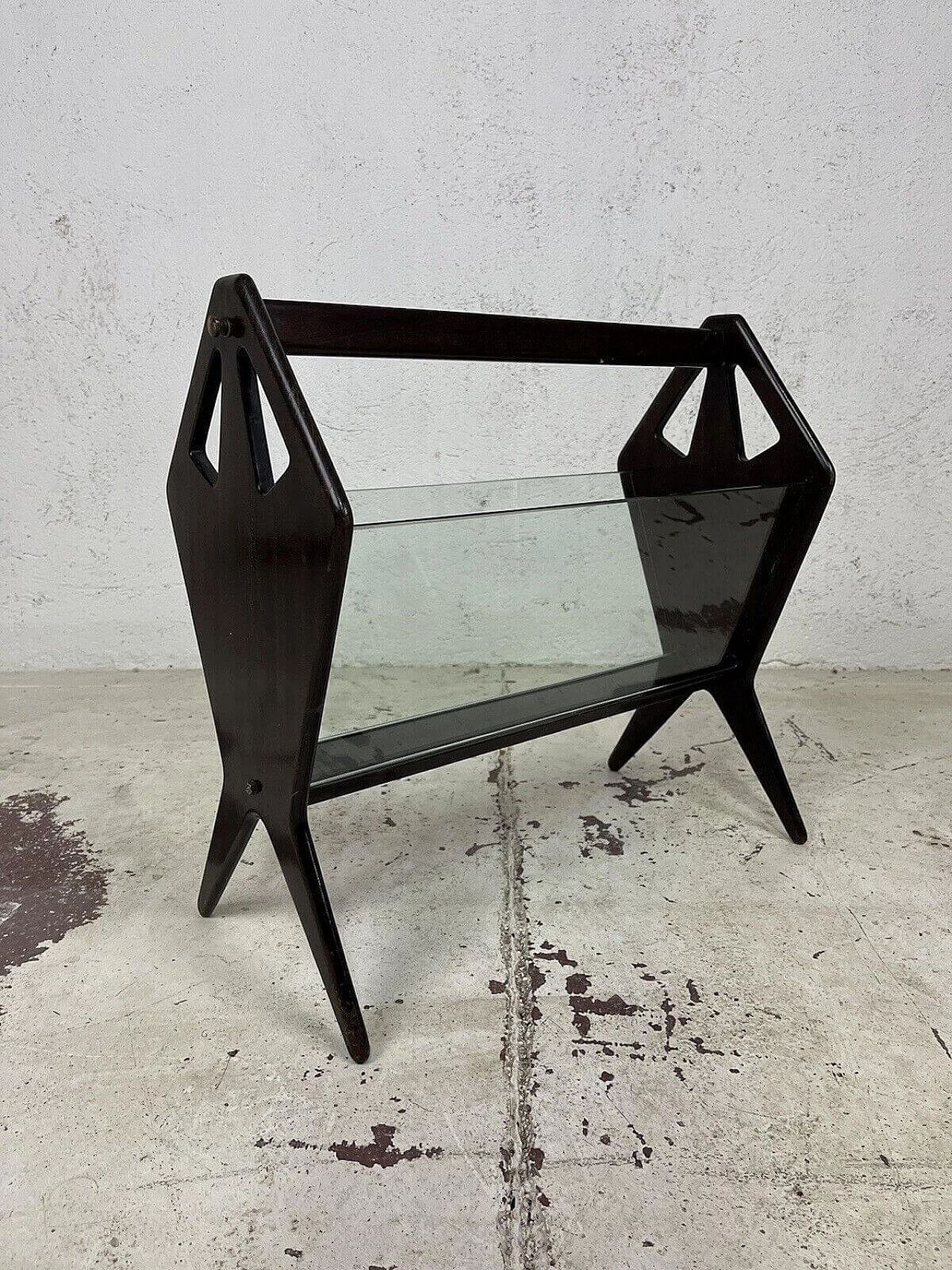 Wood and glass magazine rack by Ico Parisi for De Baggis, 1960s 13