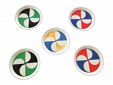 5 Plates by Gio Ponti for Ceramica Franco Pozzi, 1960s