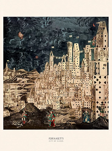 Poster City of Cards di Fornasetti, anni 2000