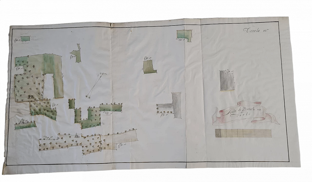 Mappa catastale su carta vergellata e filigranata, seconda metà del '700 10