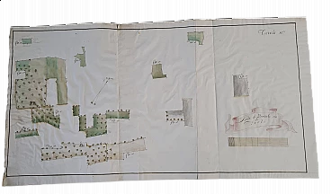 Mappa catastale su carta vergellata e filigranata, seconda metà del '700
