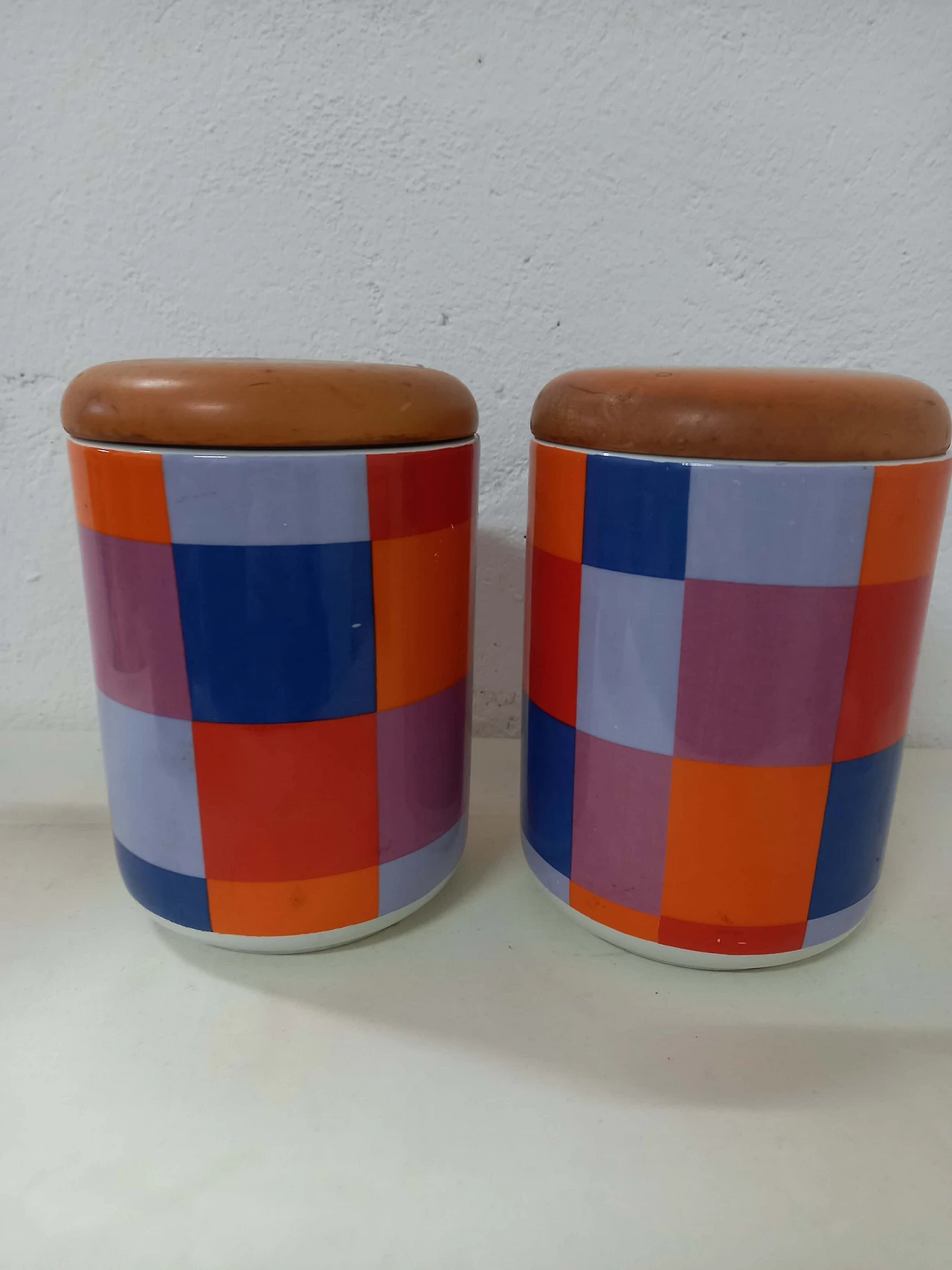 4 Jars in ceramic and wood by Ceramica Franco Pozzi, 1970s 5