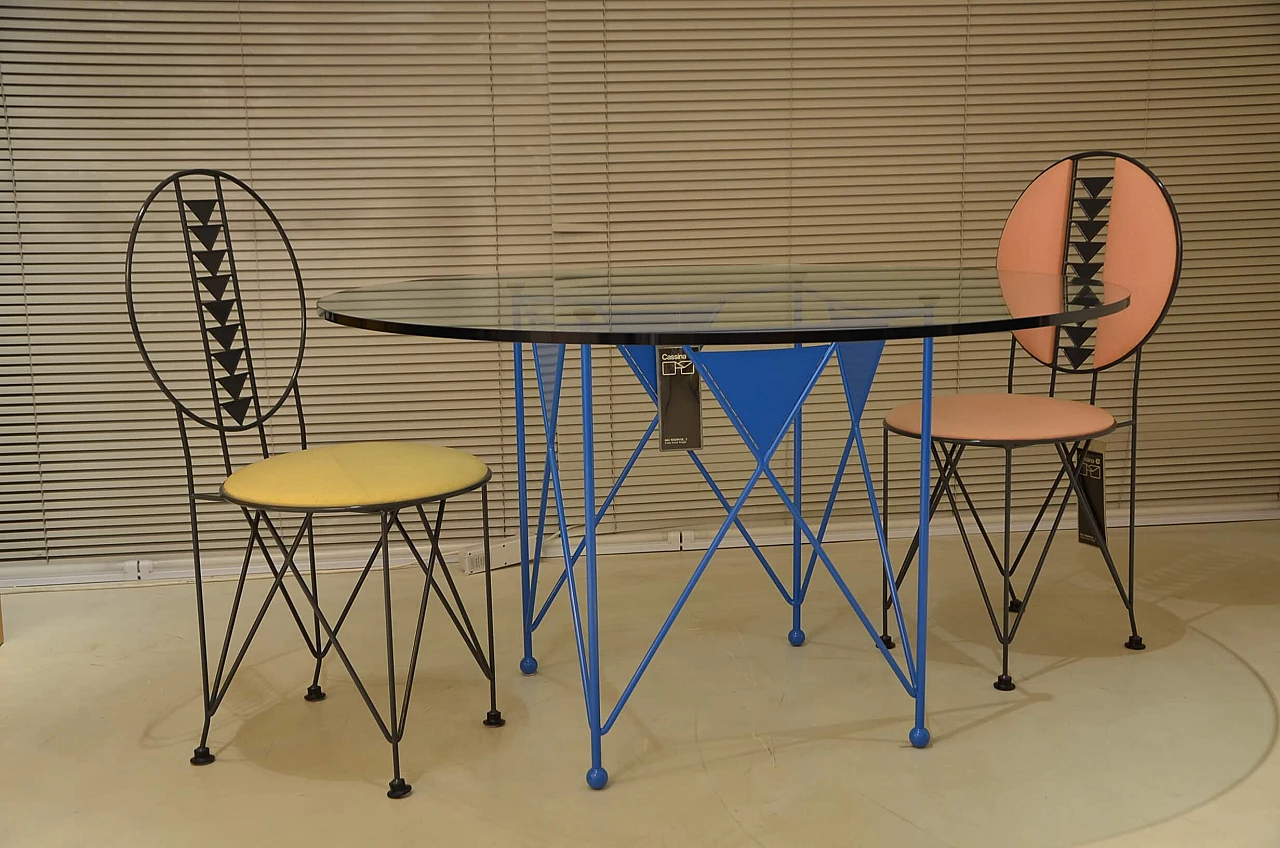 Tavolo Midway 3 e coppia di sedie Midway 2 di Frank Lloyd Wright per Cassina, 1986 10