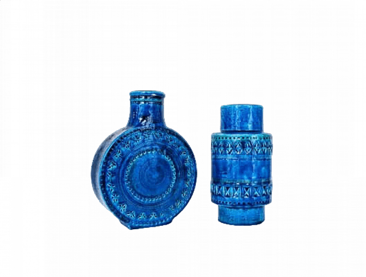 Pair of blue ceramic vases by Aldo Londi for Bitossi, 1960s 11