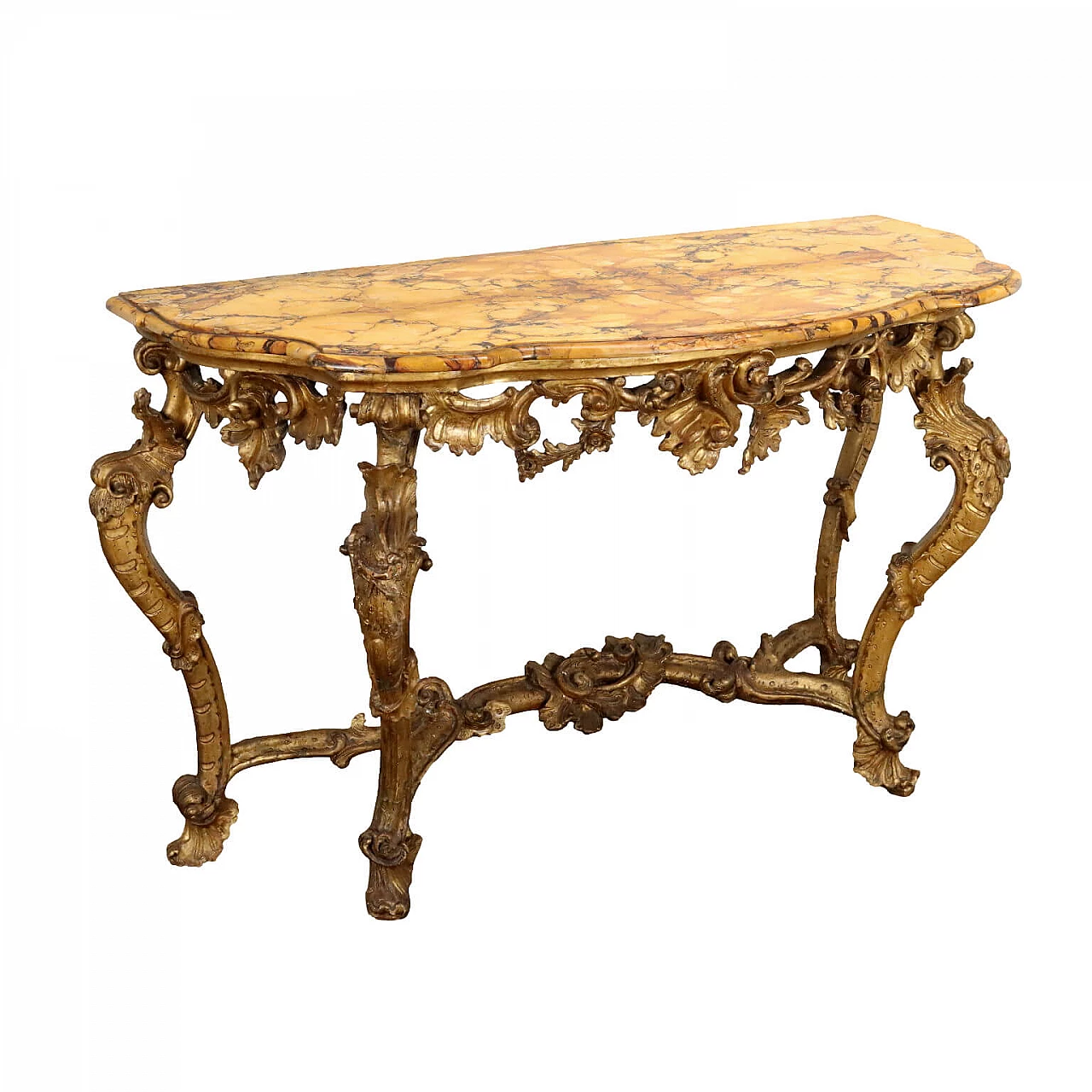 Baroque console table in carved and gilded wood, mid-18th century 1