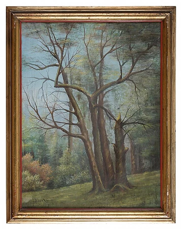 Autumn landscape, mixed media painting on paper, 1950s