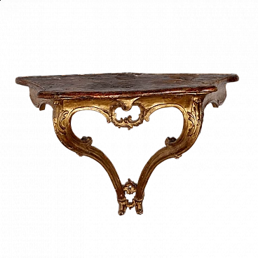 Lombard Barocchetto gilded and marbled wood console, mid-18th century